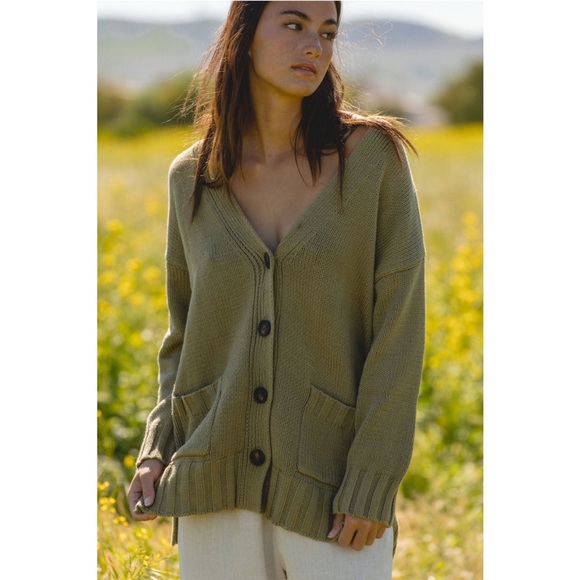 Mod Ref Oversized Sage Green Knit Button Cardigan - Size XL - Picture 6 of 6